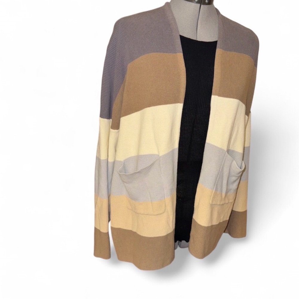 Rachel Women's Colorblock Cardigan - Tan, Cream, Gray